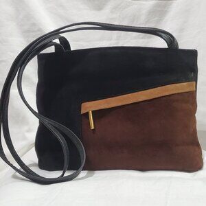 VINTAGE LECO Canada Colourblock Suede & Leather Tote